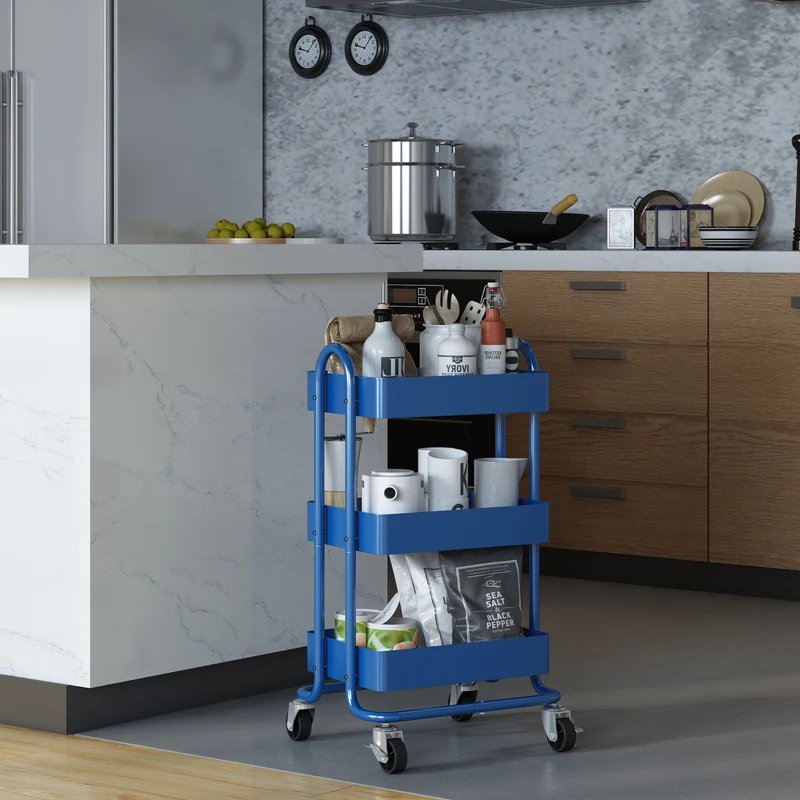Carro para rollos de cocina Pyhäntä acero [en.casa]
