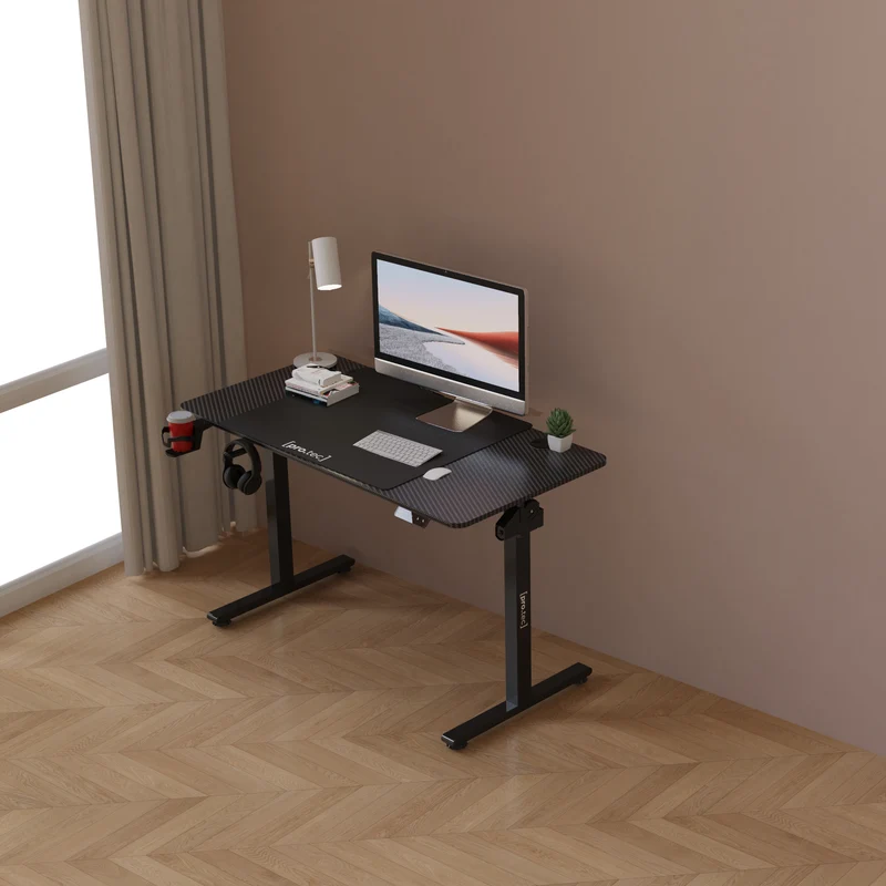 Escritorio ajustable en altura Stryn aglomerado y acero - blanco o negro [pro.tec]