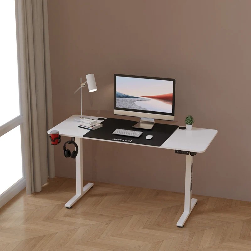 Escritorio ajustable en altura Stryn aglomerado y acero - blanco o negro [pro.tec]