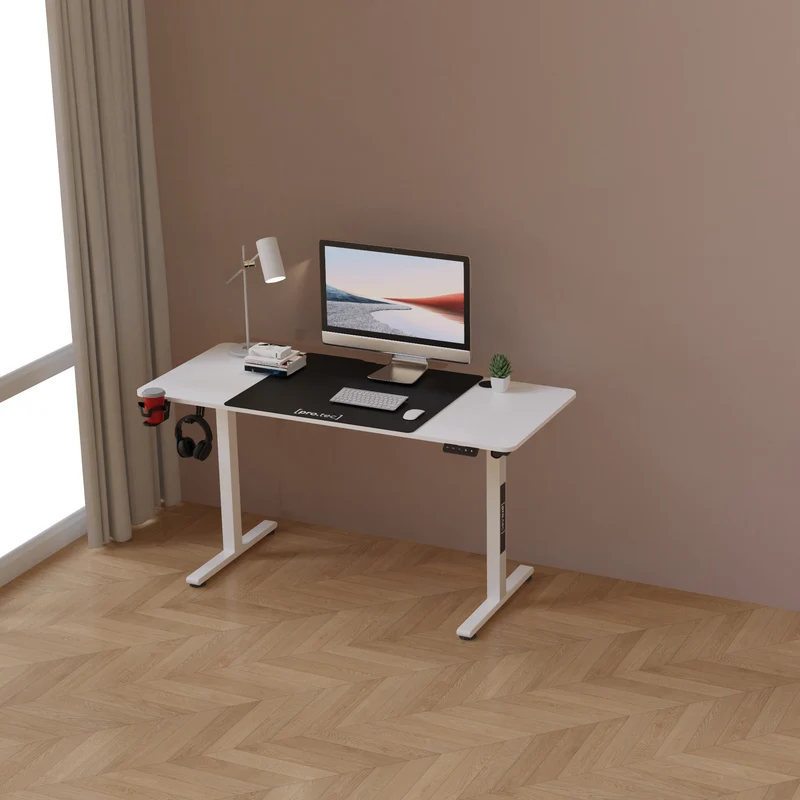 Escritorio ajustable en altura Stryn aglomerado y acero - blanco o negro [pro.tec]