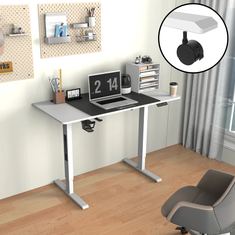 Escritorio ajustable en altura Stryn aglomerado y acero - blanco o negro [pro.tec]