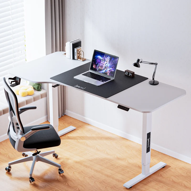 Escritorio ajustable en altura Stryn aglomerado y acero - blanco o negro [pro.tec]
