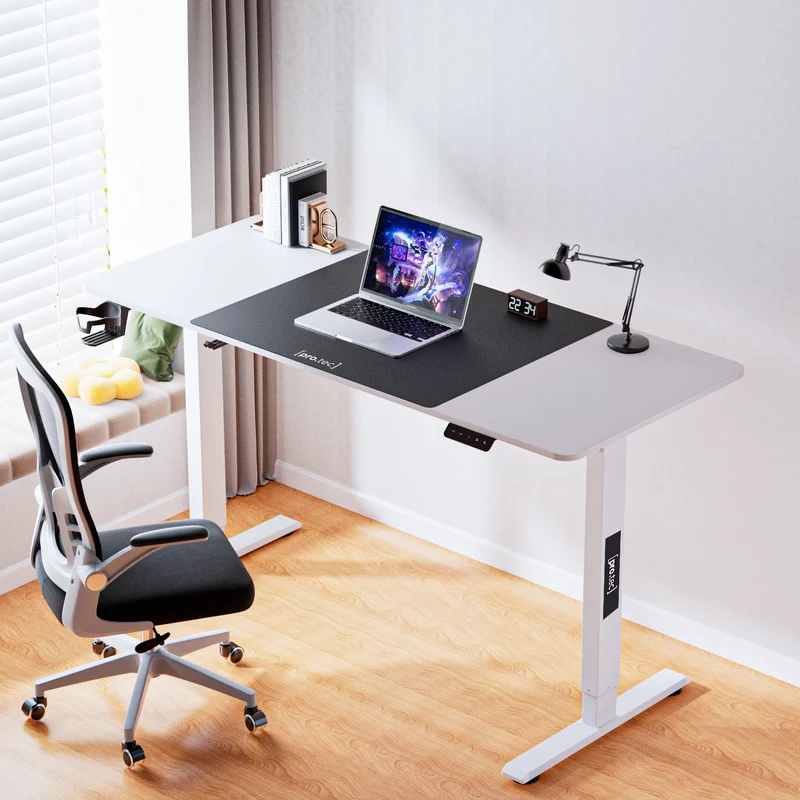 Escritorio ajustable en altura Stryn aglomerado y acero - blanco o negro [pro.tec]