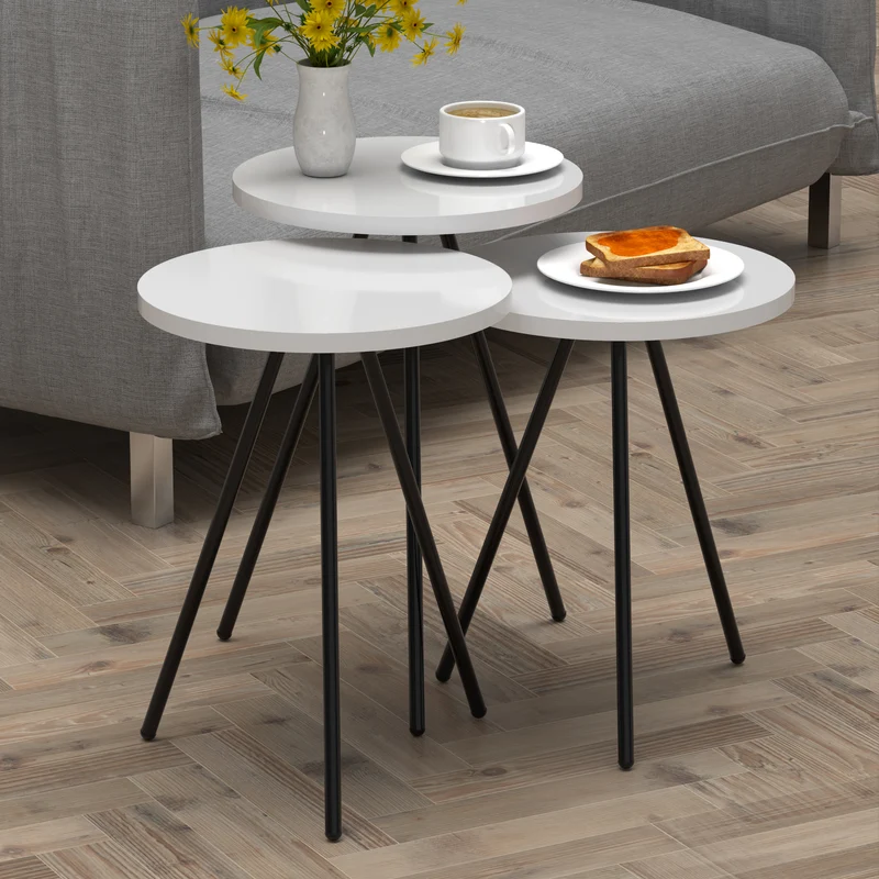 Mesa de comedor Satztisch Ølgod juego de 3 en varios colores [en.casa]
