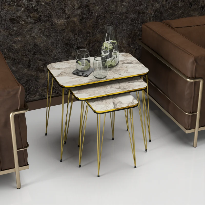 Mesa de comedor Rudkøbing juego de 3 en varios colores [en.casa]