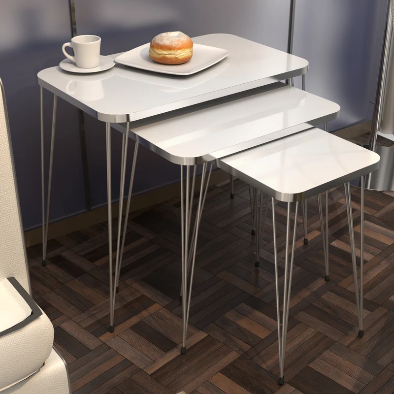 Mesa de comedor Samsø juego de 3 en varios colores [en.casa]