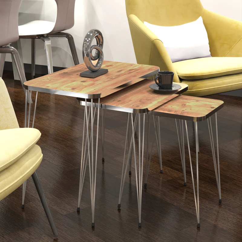 Mesa de comedor Samsø juego de 3 en varios colores [en.casa]