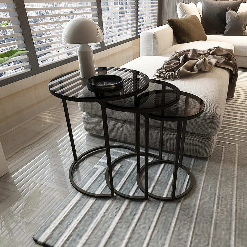 Mesa de centro Kyyjärvi en juego de 3 piezas, varios colores [en.casa]