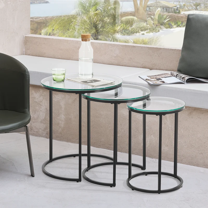 Mesa de centro Kyyjärvi en juego de 3 piezas, varios colores [en.casa]