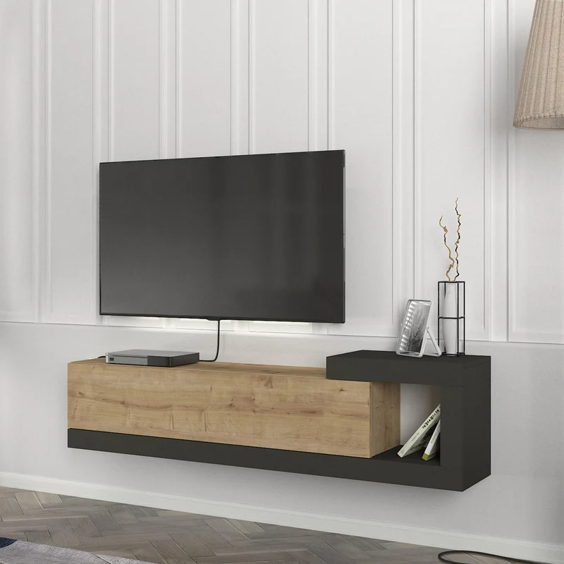 Mueble de televisión Luhanka 150x29,5x38,5cm roble en varios colores [en.casa]