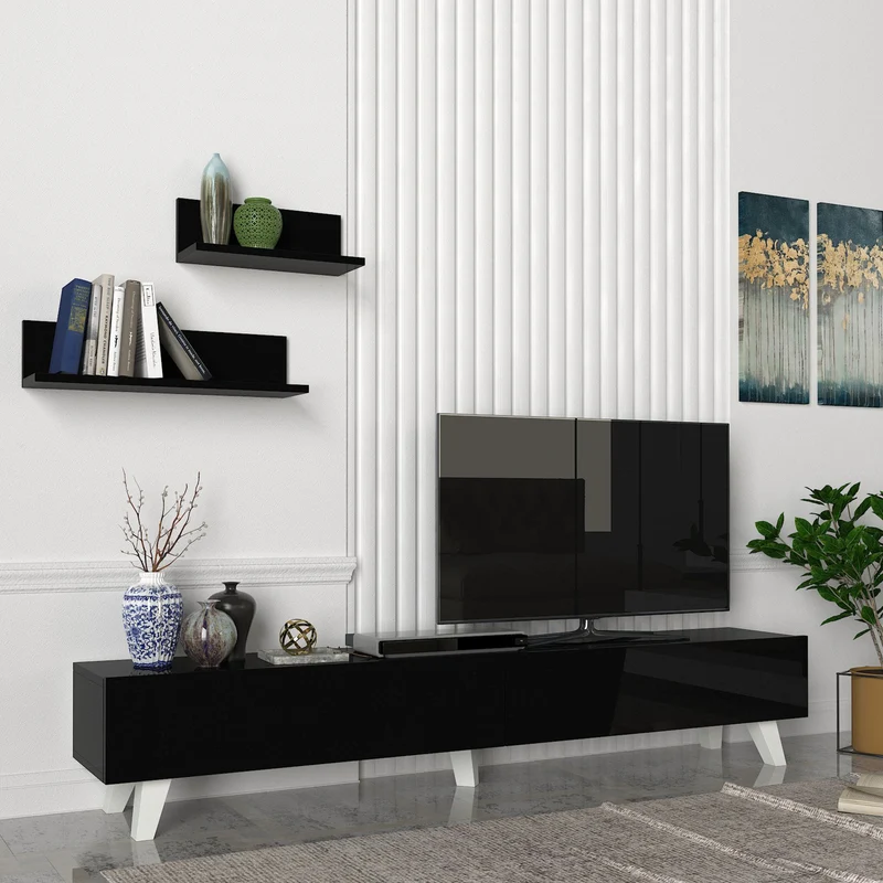 Conjunto de mesa para televisión Saarijärvi con 2 estantes en varios colores [en.casa]