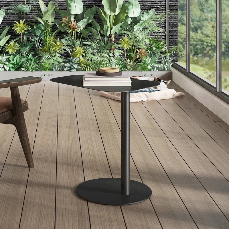 Mesa auxiliar Nastätten trapezoidal interior/exterior metal 50x50x38cm [en.casa]