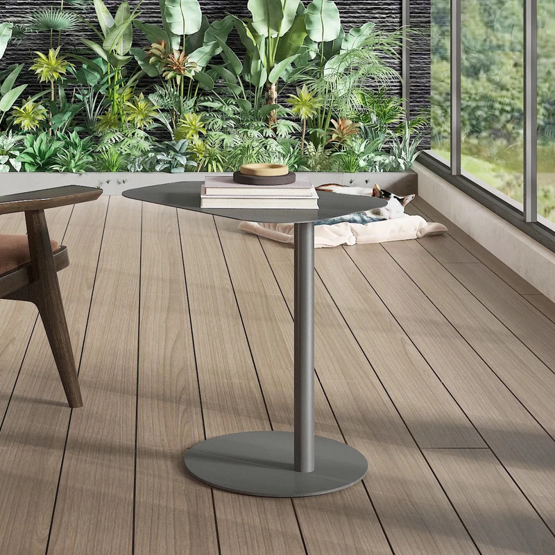 Mesa auxiliar Nastätten trapezoidal interior/exterior metal 50x50x38cm [en.casa]