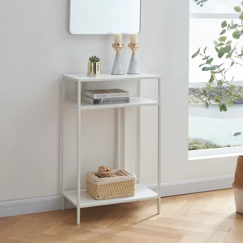 Mesa consola Kumlinge con 2 estantes metal - [en.casa]