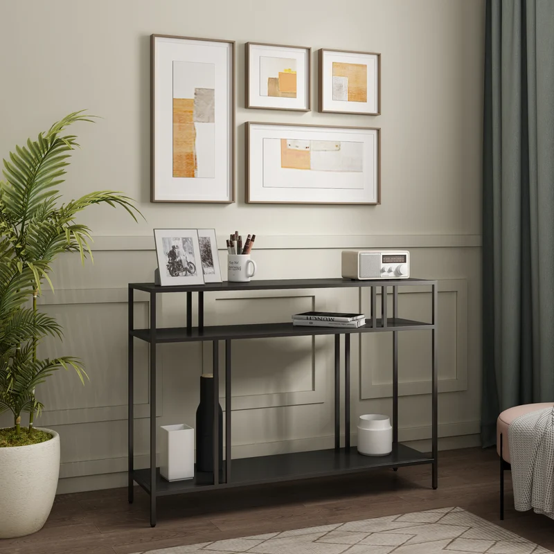 Mesa consola Kumlinge con 2 estantes metal - [en.casa]