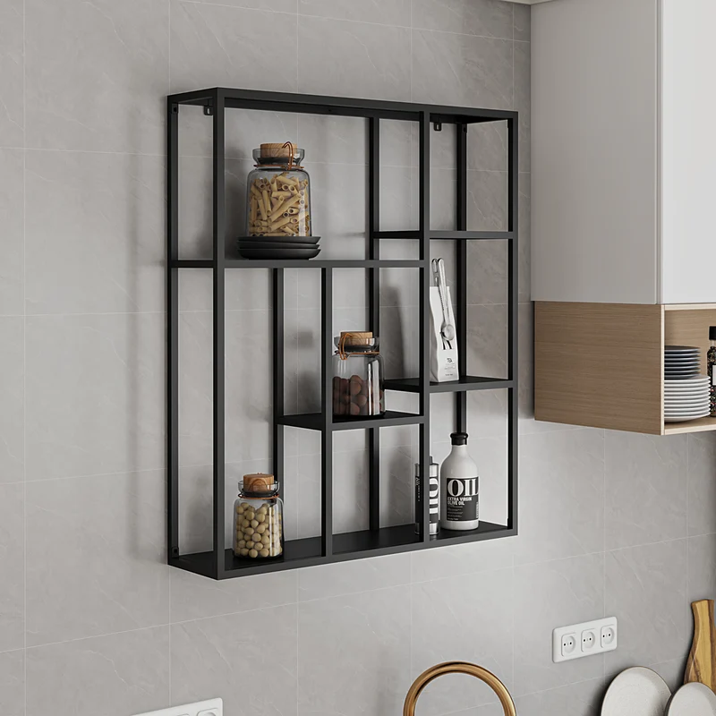 Estantería de pared Jämijärvi Negro, mate [en.casa]