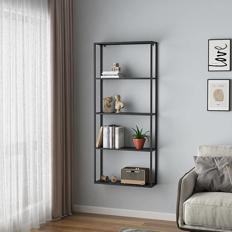 Estantería de pared Jämijärvi Negro, mate [en.casa]