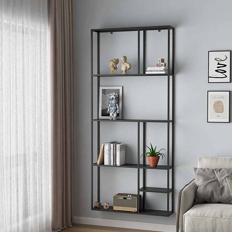 Estantería de pared Jämijärvi Negro, mate [en.casa]