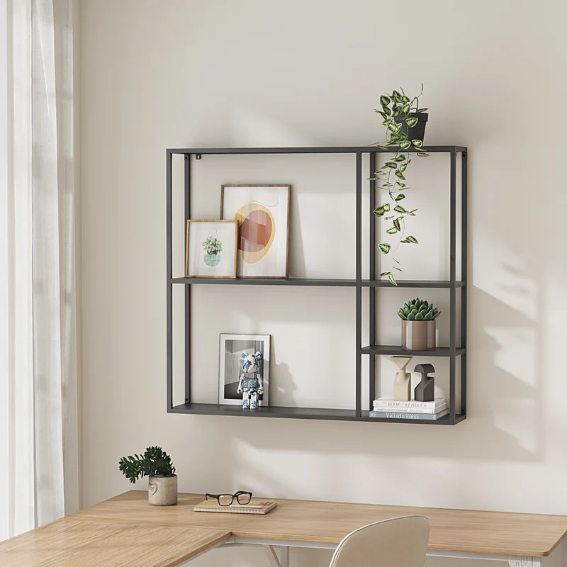 Estantería de pared Jämijärvi Negro, mate [en.casa]