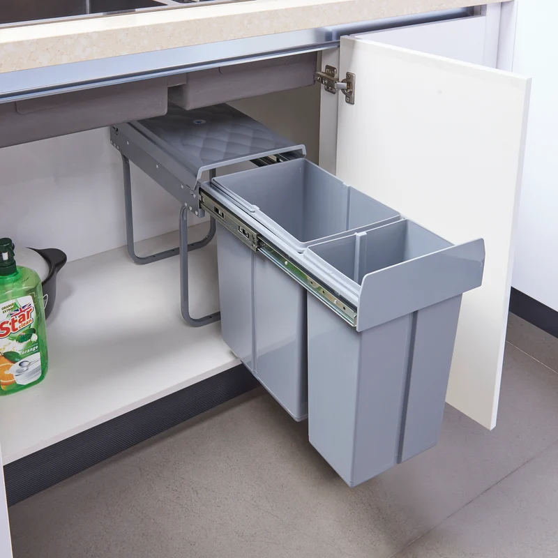 Cubo de basura empotrado Froland 2/3 compartimentos Gris varias versiones [en.casa]
