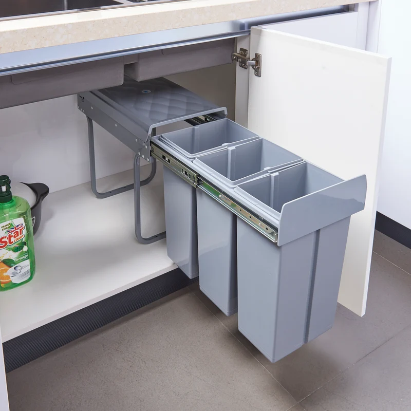 Cubo de basura empotrado Froland 2/3 compartimentos Gris varias versiones [en.casa]