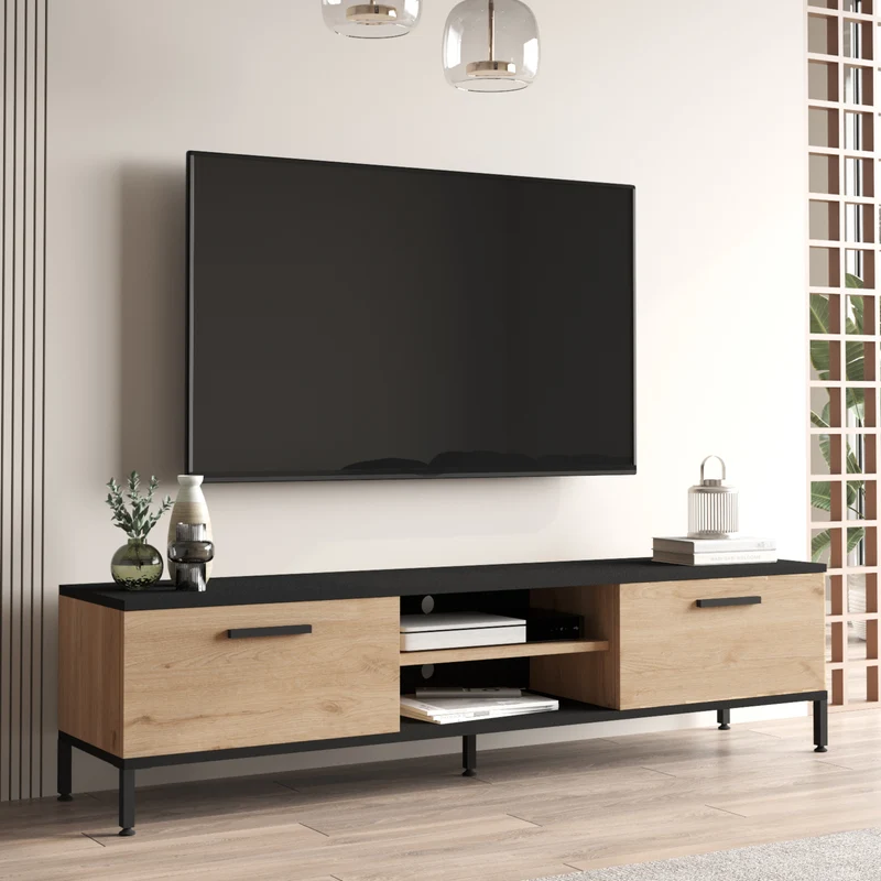 Mesa de televisión Lempäälä con 2 compartimentos de almacenamiento 160 x 35 x 39 cm en varios colores [en.casa]