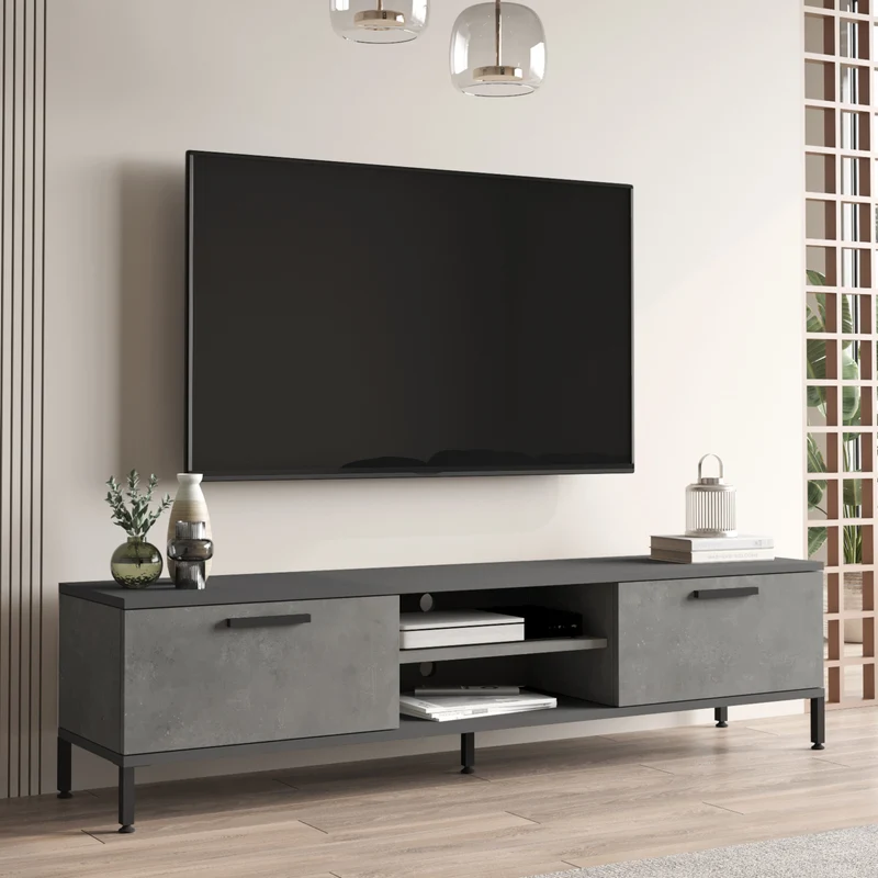 Mesa de televisión Lempäälä con 2 compartimentos de almacenamiento 160 x 35 x 39 cm en varios colores [en.casa]