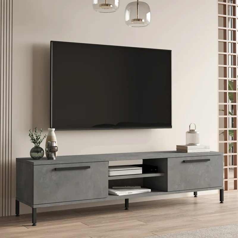 Mesa de televisión Lempäälä con 2 compartimentos de almacenamiento 160 x 35 x 39 cm en varios colores [en.casa]