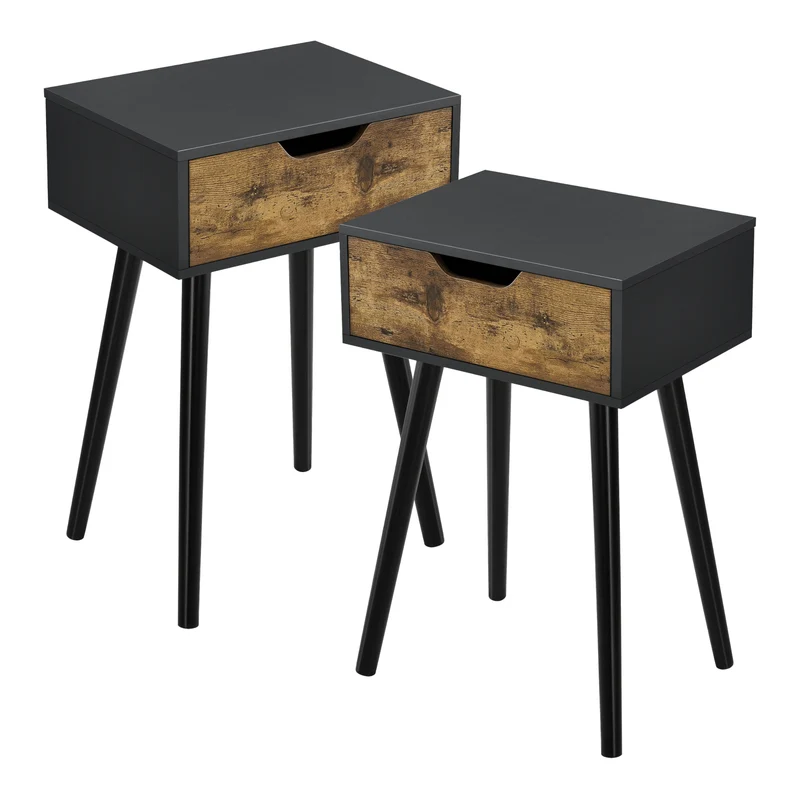 Conjunto de 2 mesitas auxiliares Östersund con cajón 60x40x30 cm - [en.casa]