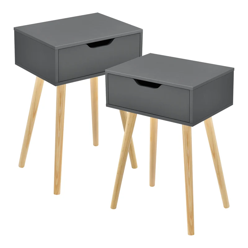 Conjunto de 2 mesitas auxiliares Östersund con cajón 60x40x30 cm - [en.casa]