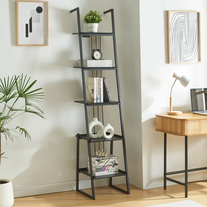 Estantería de tubos Storfjord Negro [en.casa]