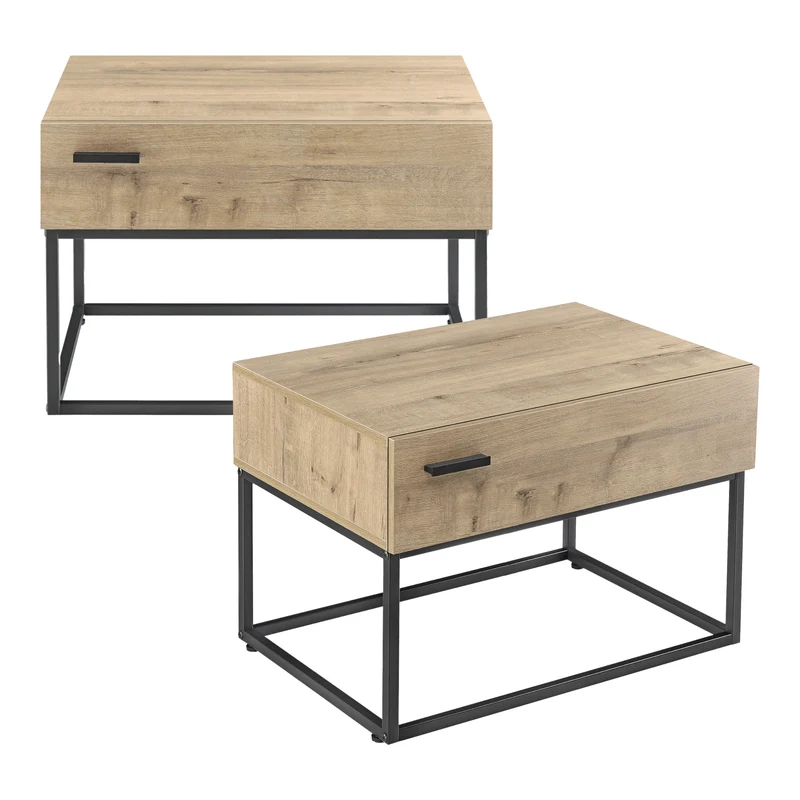 Mesa auxiliar Hylte aspecto roble [en.casa]