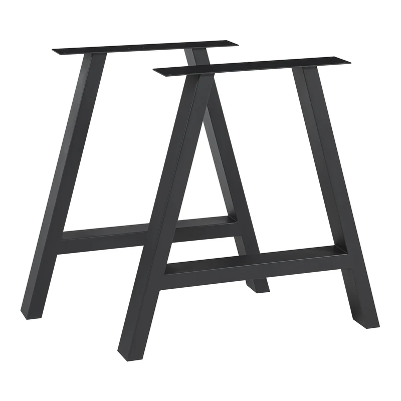 Juego de 2 estructuras de mesa Eschau acero negro [en.casa]
