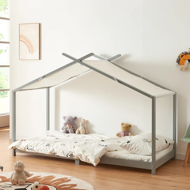 Cama para niños Brome Forma casita con techo pino 90 x 200 cm [en.casa]
