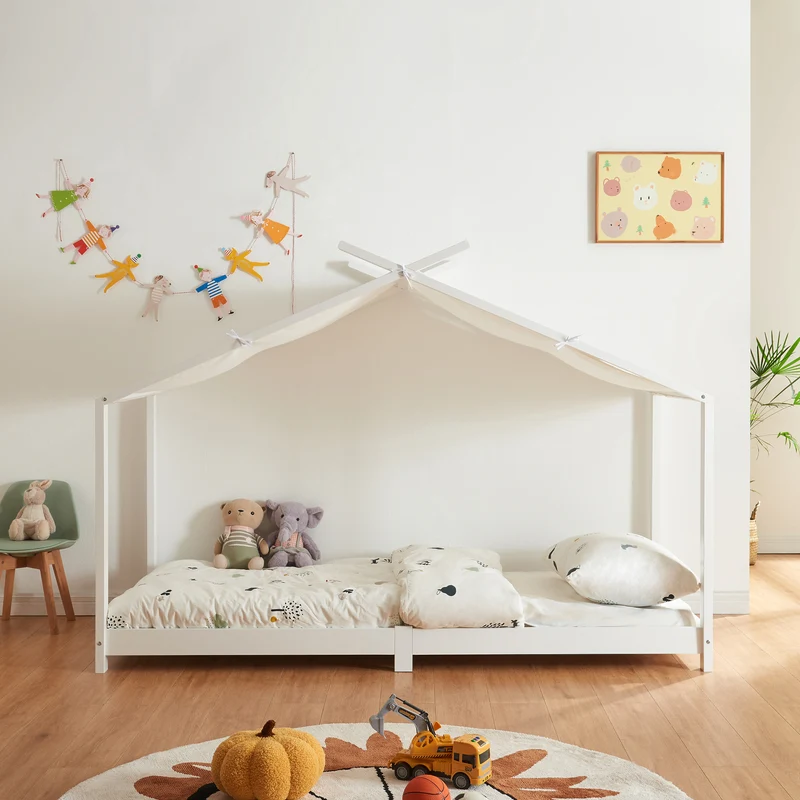 Cama para niños Brome Forma casita con techo pino 90 x 200 cm [en.casa]