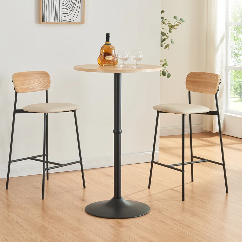 Mesa de bar Vantaa con tablero redondo 100x60cm - [en.casa]