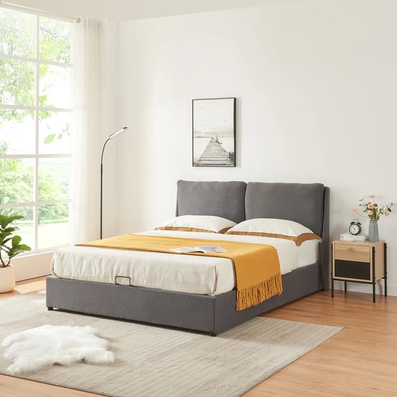 Cama tapizada Lunner con canapé [en.casa]