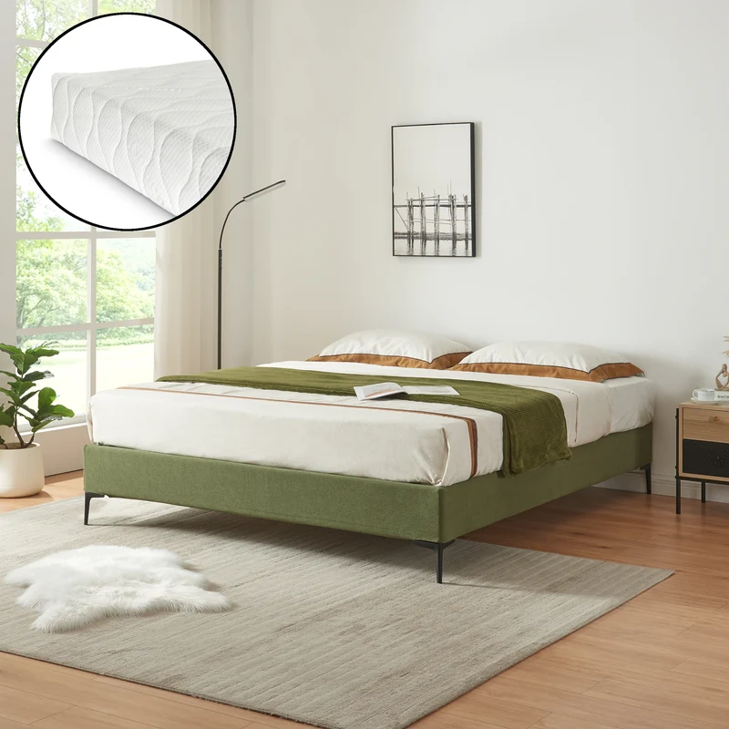 Cama doble Lilla con colchón [en.casa]
