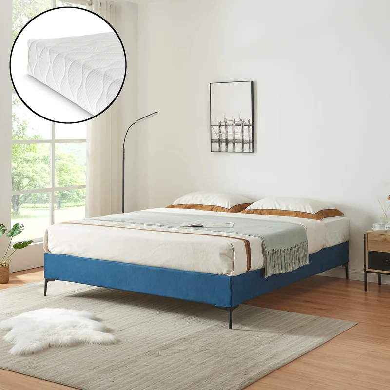 Cama doble Lilla con colchón [en.casa]