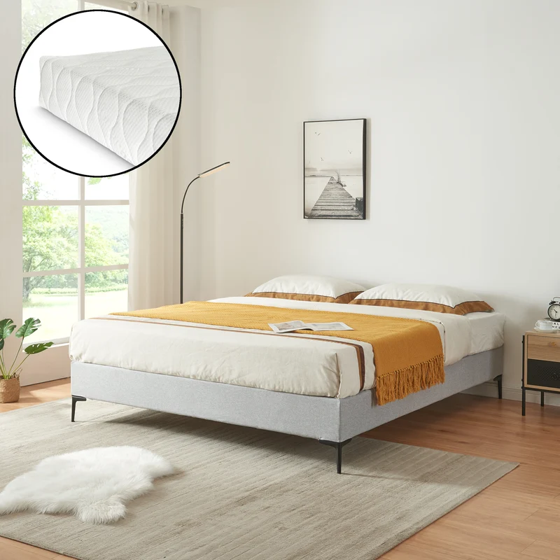 Cama doble Lilla con colchón [en.casa]