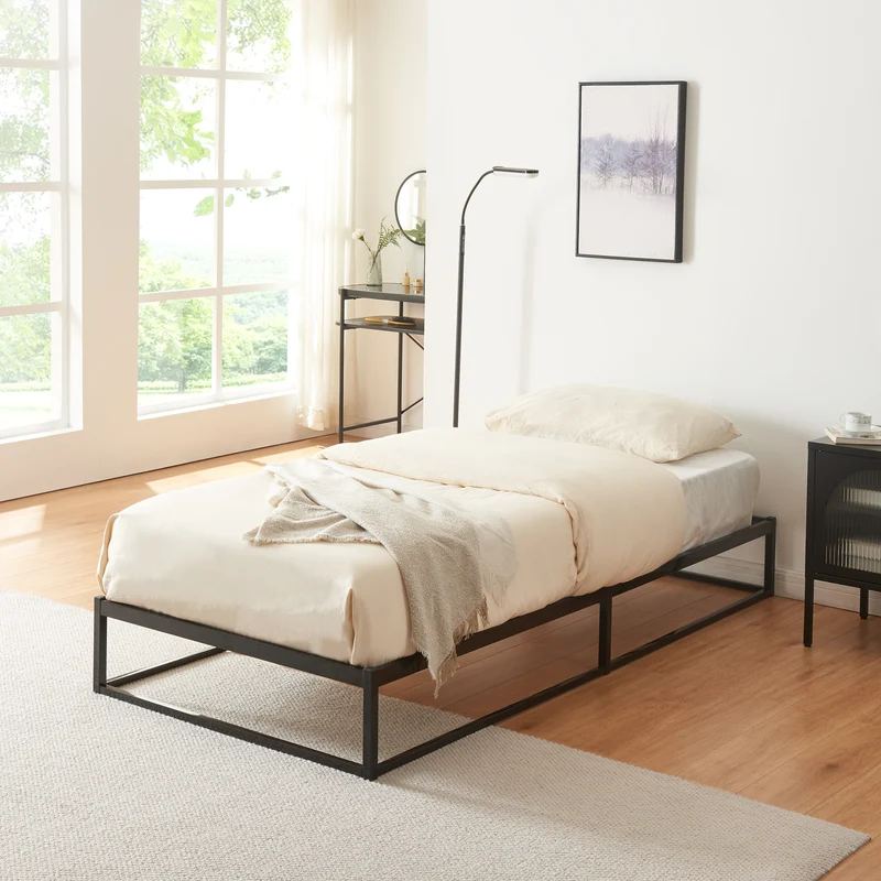 Cama de metal Trerunta acero negro [en.casa]