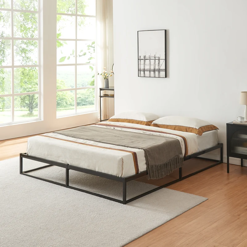 Cama de metal Trerunta acero negro [en.casa]