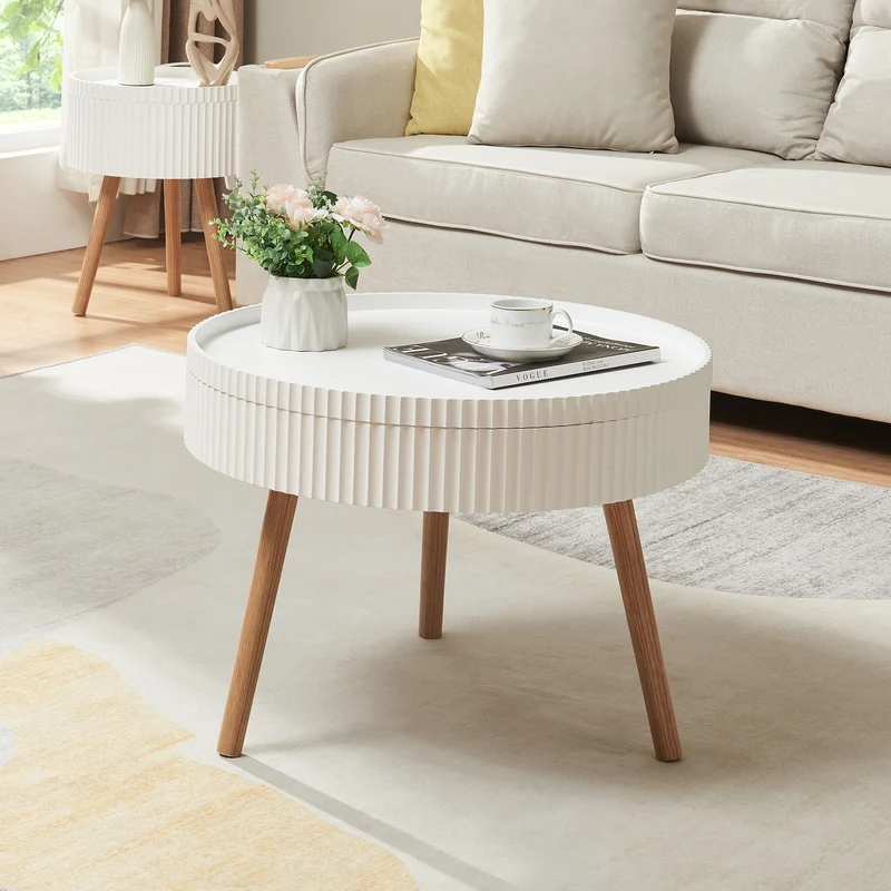 Mesa de centro Bongard blanca Ø60x45 cm [en.casa]