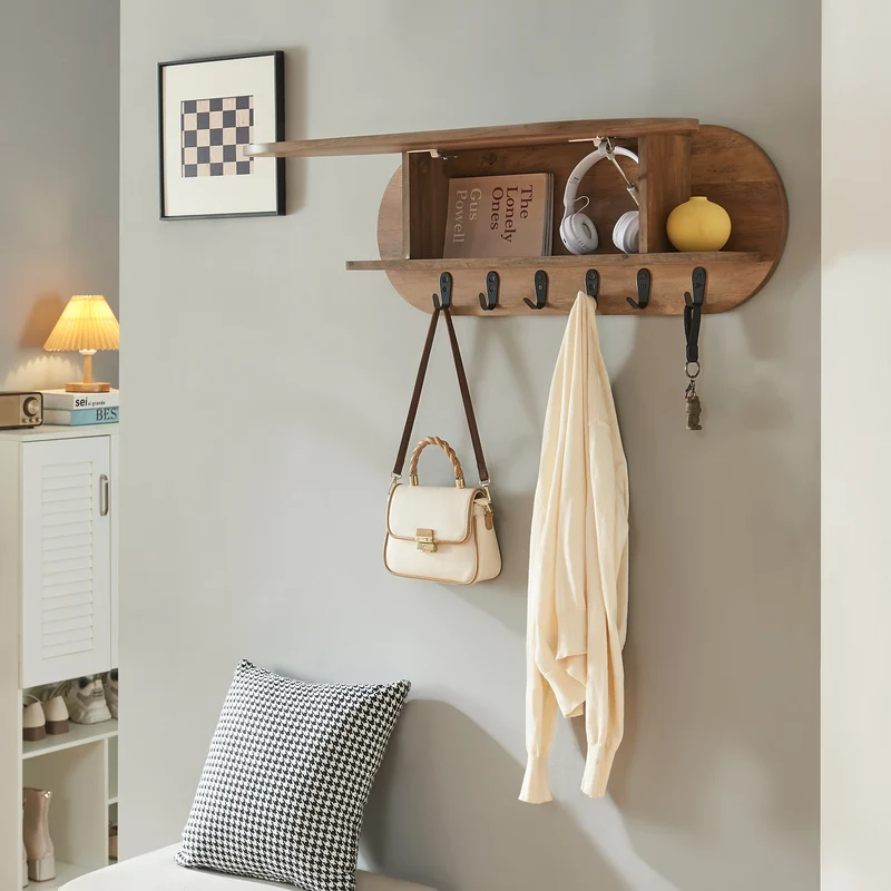 Perchero de pared Vilkön con compartimento de almacenamiento [en.casa]