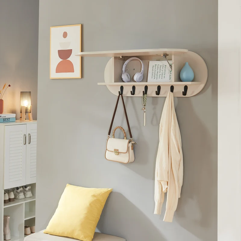 Perchero de pared Vilkön con compartimento de almacenamiento [en.casa]