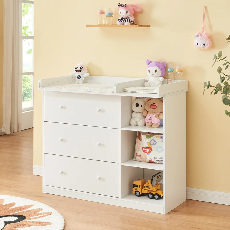Cómoda Beldinupp con cambiador extraíble 3 cajones 93x110x55 cm [en.casa]