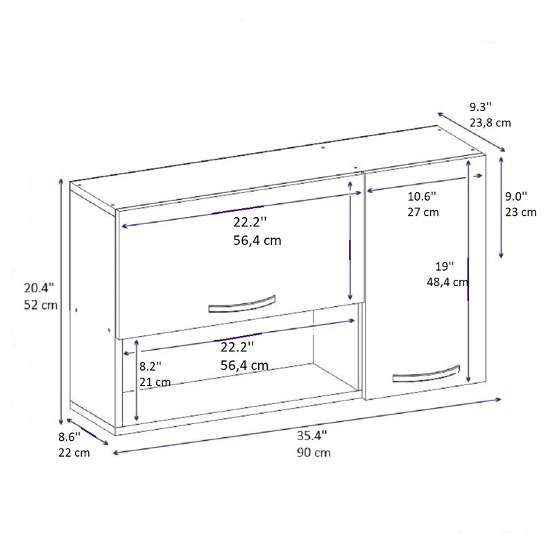Akasya Multi Purpose Wall Mounted Cabinet Shelf