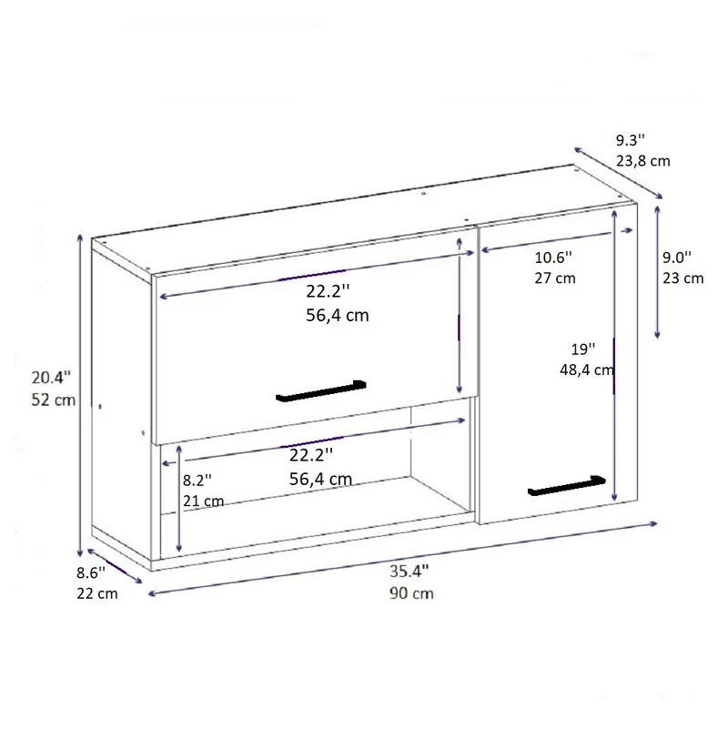 Akasya Multi Purpose Wall Mounted Cabinet Shelf
