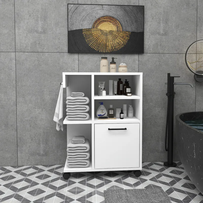 Rebusa Multipurpose Mobile Storage Cabinet with Door, Shelves and Wheels