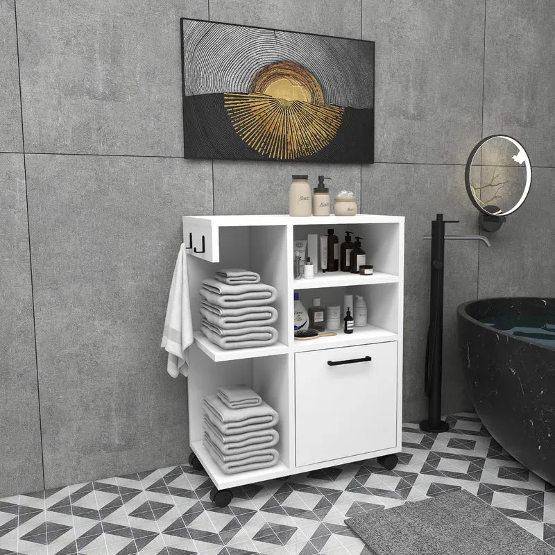 Rebusa Multipurpose Mobile Storage Cabinet with Door, Shelves and Wheels